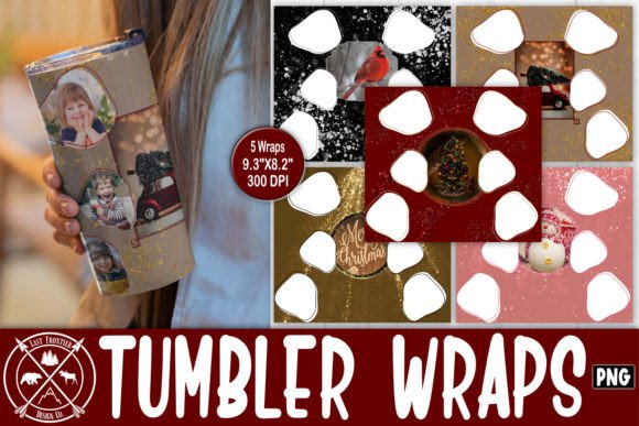 6 Photos Christmas Tumbler Template & Illustrations