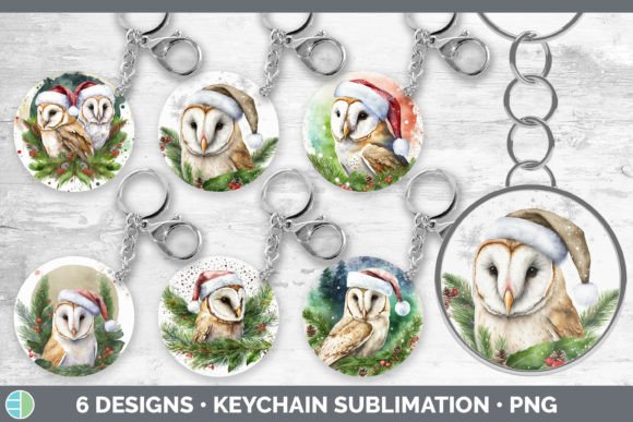 Christmas Barn Owl Keychain Bundle: Illustrations