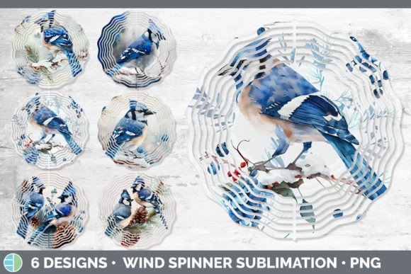 Christmas Blue Jay Wind Spinner Sublim: Illustrations