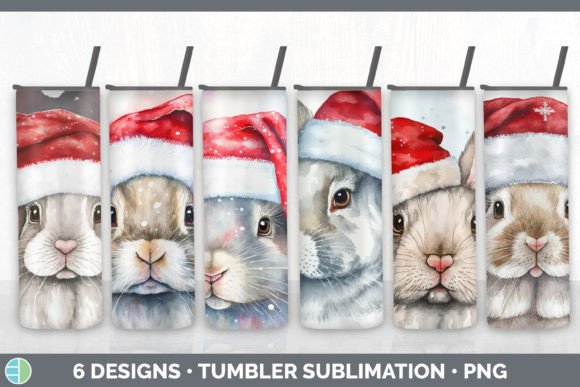 Christmas Bunny Tumbler Sublimation Bund Illustrations