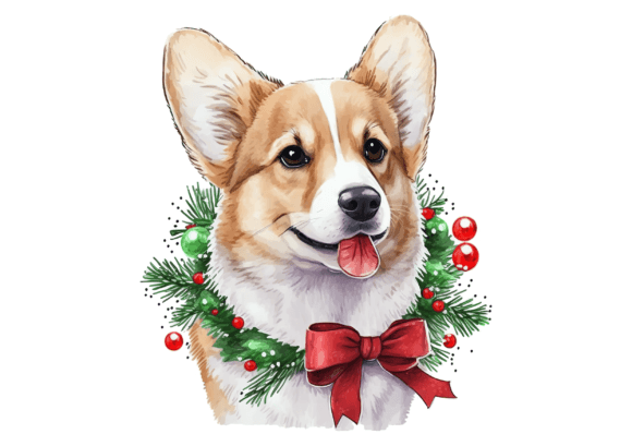 Christmas Corgi Portrait: Festive Illustrations for Blogs