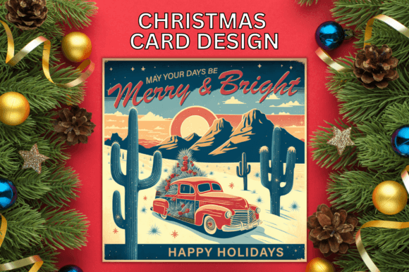 Christmas Desert Card Design: Fresh Illustrations