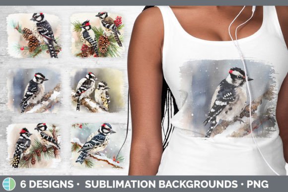 Christmas Downy Woodpecker: Rustic Illustrations