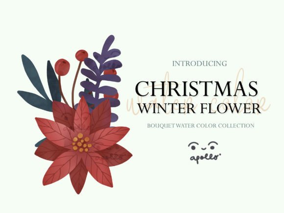Christmas Flower Winter Watercolor 03: Premium Illustrations