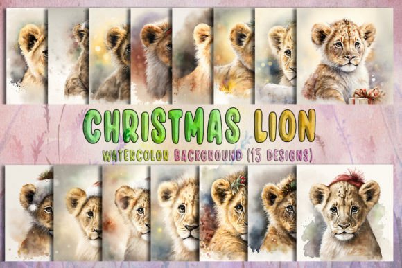 Christmas Lion Watercolor: Unique Illustrations