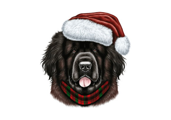 Christmas Newfoundland Dog Drawing: Festive Illustrations