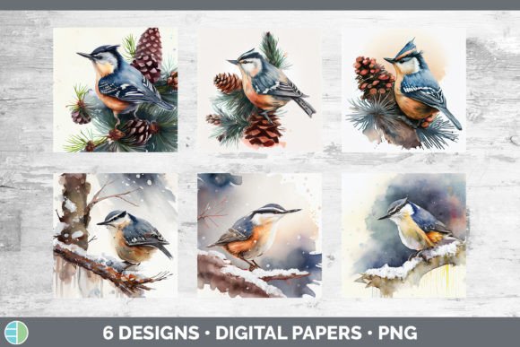 Christmas Nuthatch Backgrounds Digital: Illustrations Review