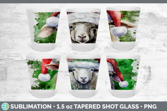 Christmas Sheep Shot Glass Sublimation Illustrations