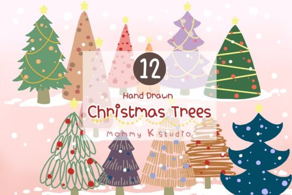 Christmas Tree Set5: Festive Illustrations for Crafters