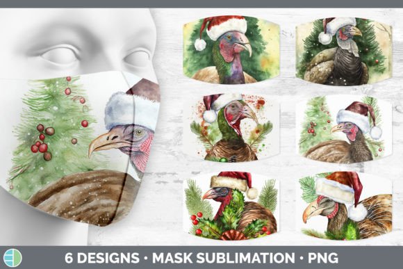 Christmas Turkey Mask Sublimation Bund: Illustrations