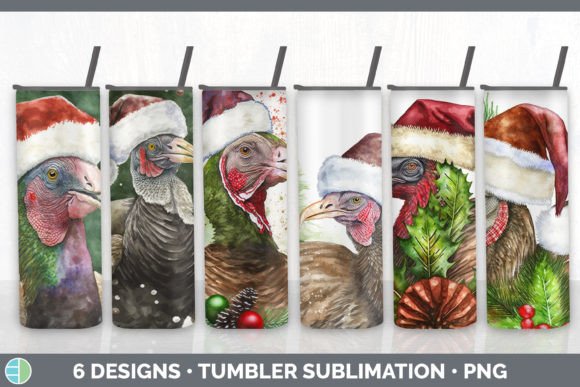 Christmas Turkey Tumbler Bun Illustrations