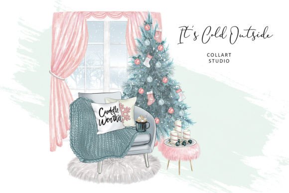 Cozy Home Christmas Illustrations for Branding