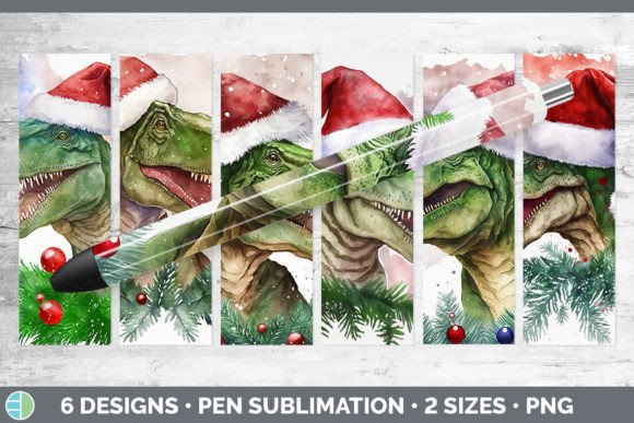 Dinosaur Christmas Pen Wraps: Festive Illustrations