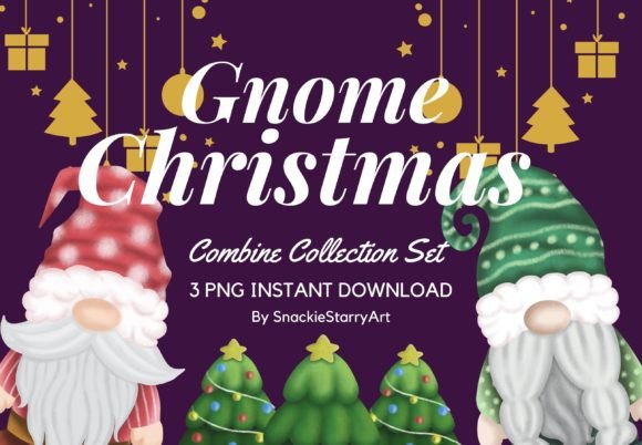 Gnome Combine Christmas Set: Festive Illustrations