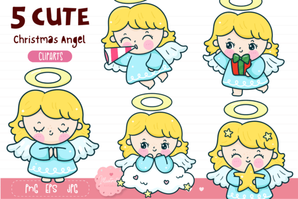 Kawaii Angel Clipart: Festive Illustrations