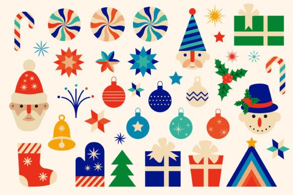 Retro Christmas Clipart Bundle: Festive Illustrations