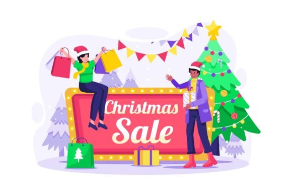Review: Christmas Sale Shopping Illustration for Embroidery