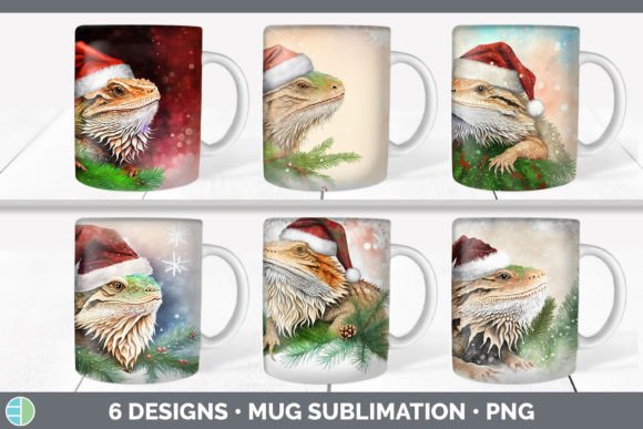 Santa Bearded Dragon Christmas Mug Subli: Illustrations Review