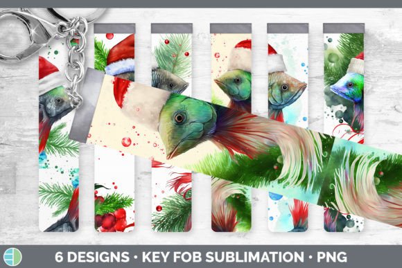 Santa Beta Fish Christmas Key Fob Wris: Festive Illustrations