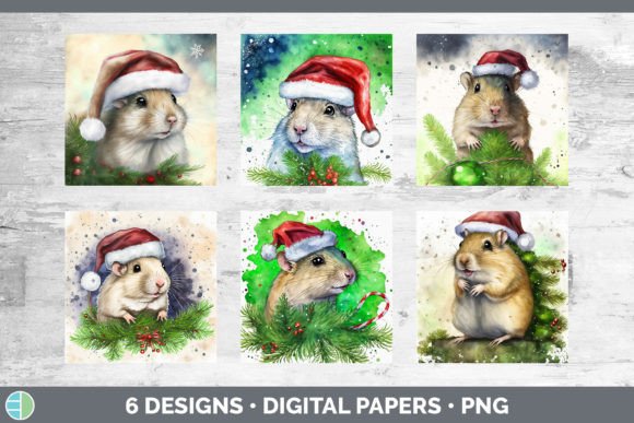 Santa Gerbil Christmas Backgrounds Dig: Fresh Illustrations