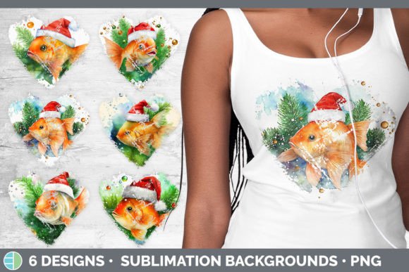 Santa Goldfish Christmas Heart: Festive Illustrations