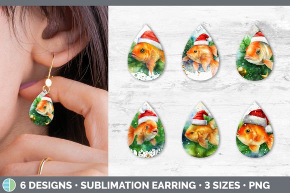 Santa Goldfish Earrings: Festive Illustrations