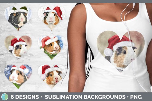 Santa Guinea Pig Christmas Hearts Clipar for Illustrations